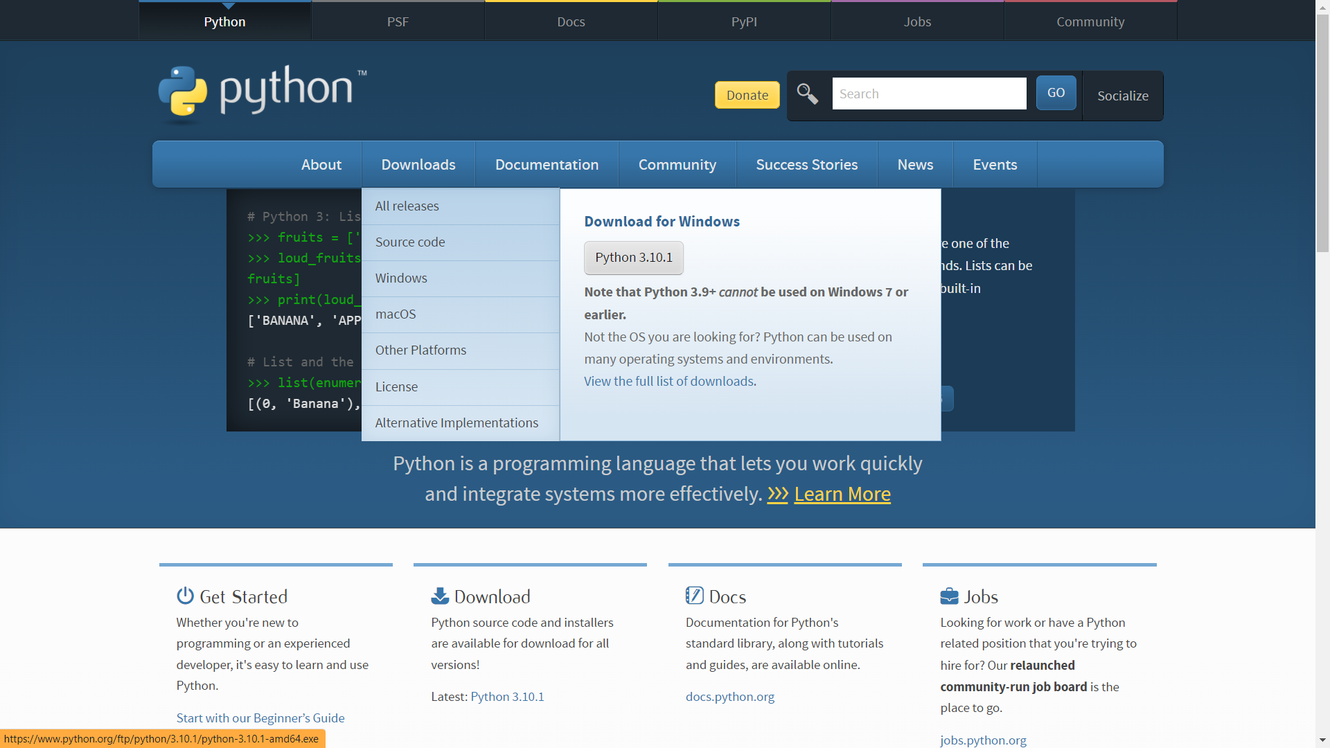 Sitio de Python