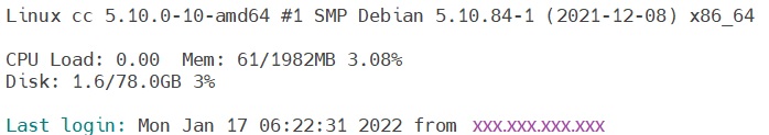 [经验]  【教程】SSH登录信息显示CPU使用率、内存和硬盘占用率