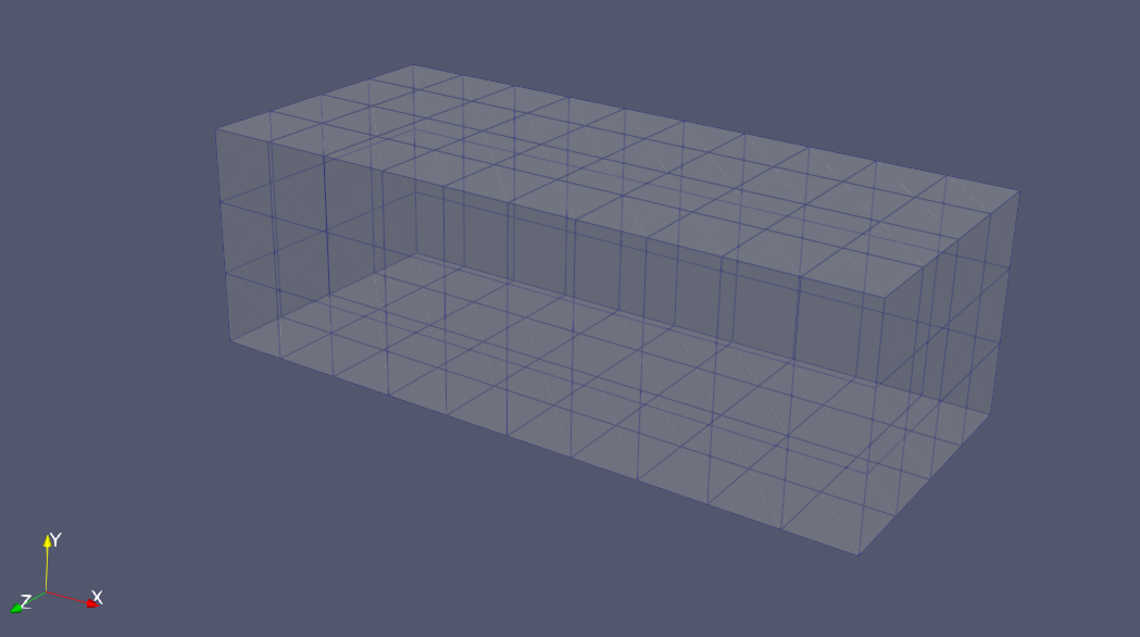 Figure 3 - Plate with meshed grid shown in the Paraview