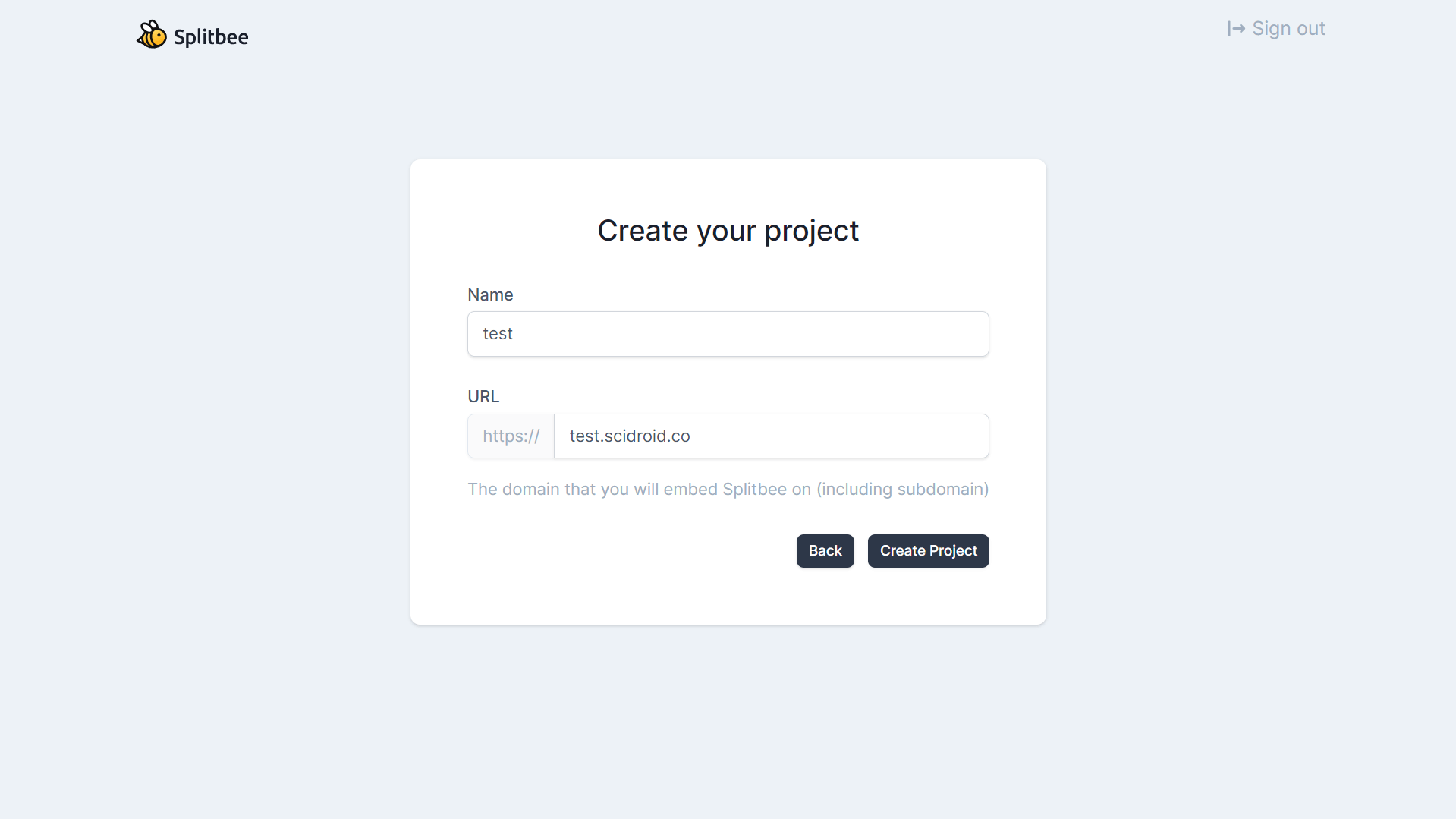 New project page