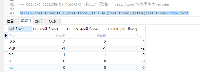 MySQL函数学习(二)-----数值型函数