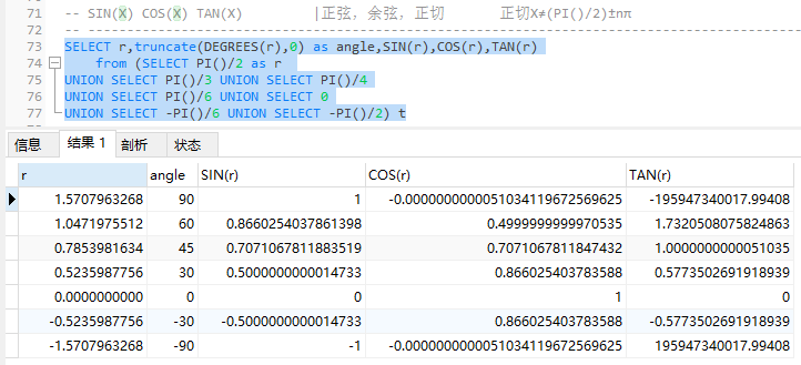 MySQL函数学习(二)-----数值型函数