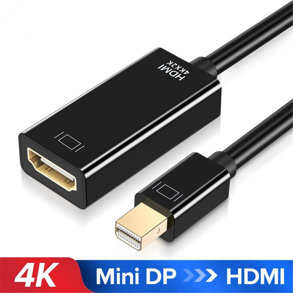 LUOM 4K Mini DisplayPort to HDMI Adapter Mini DP(Thunderbolt Port  Compatible) to HDMI AV HDTV Male to Female Adaptor for Mac Book Imac, -  White 