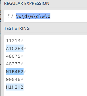 使用数字字母元字符