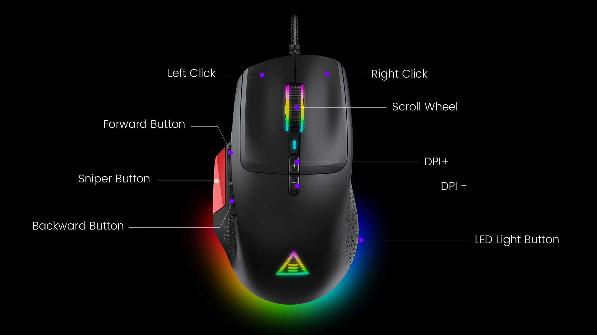 Mouse para jogos com fio avançado EKSA® EM600 RGB