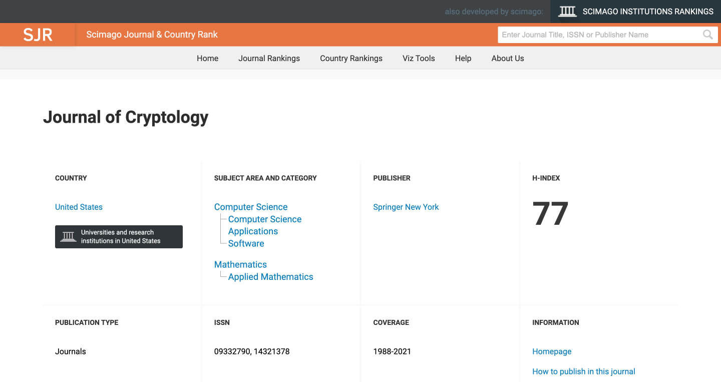 Journal of Cryptology