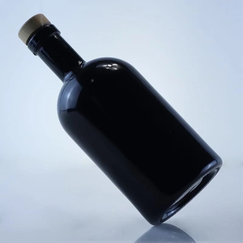 750ml cylindrical black spray glass bottle
