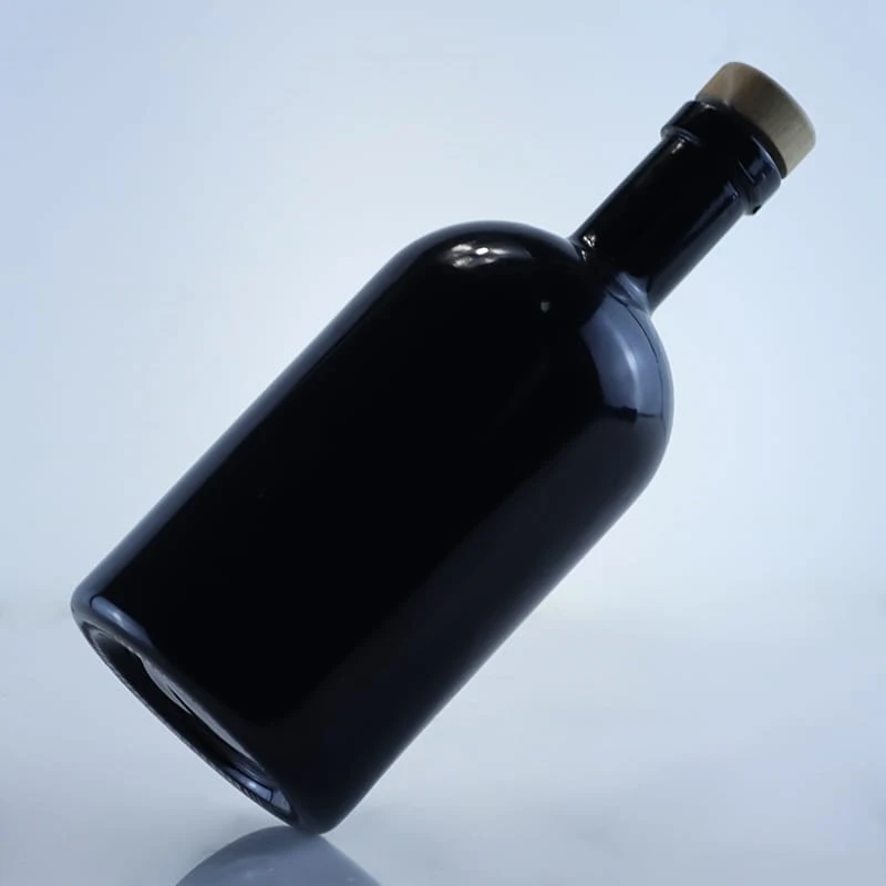 750ml cylindrical black spray glass bottle