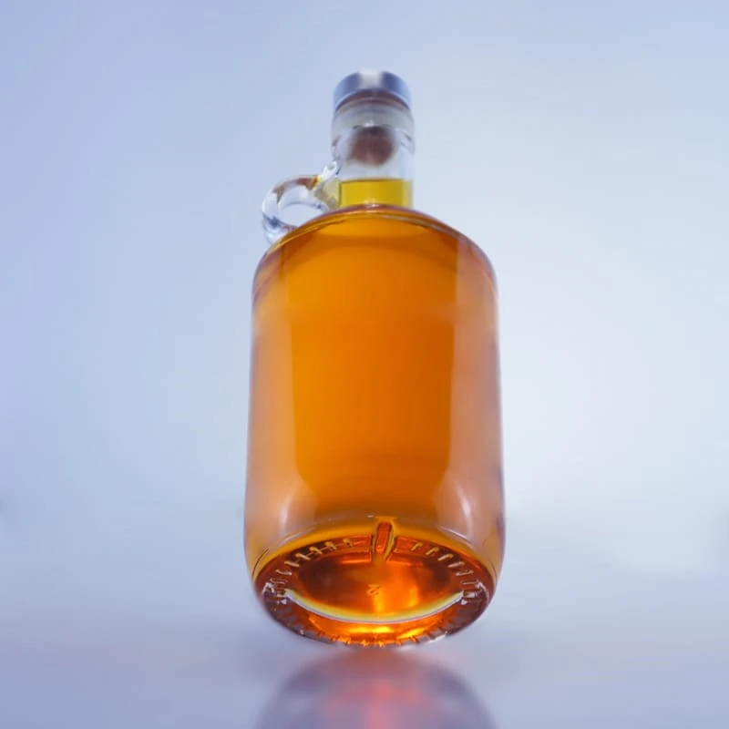 120-unique shape thickne bottom round glass bottle with handle