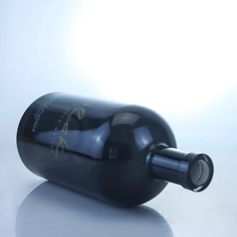 294-high quality matte black round liquor bottle