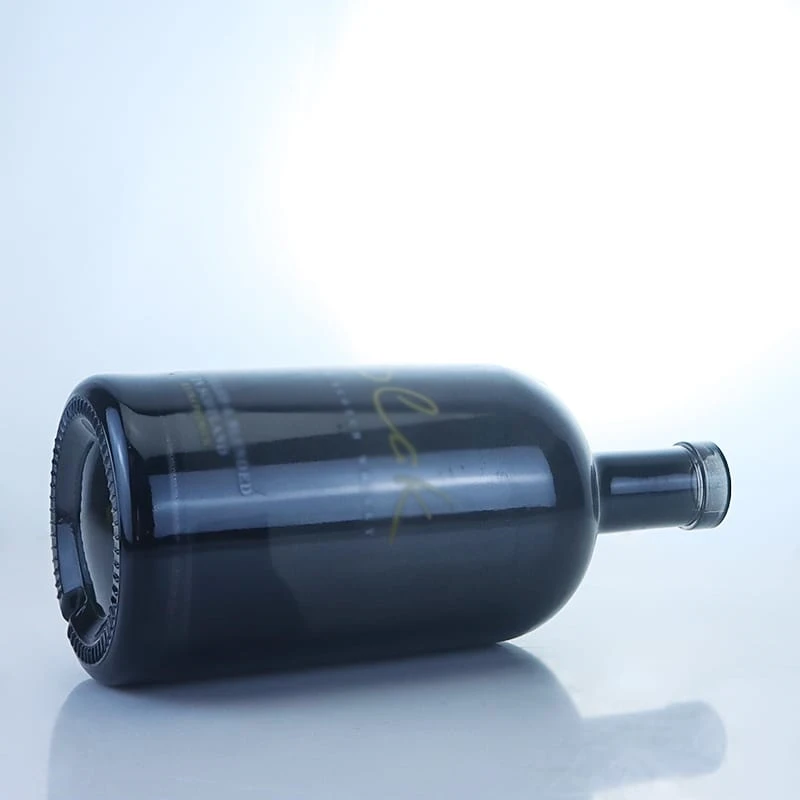 294-high quality matte black round liquor bottle