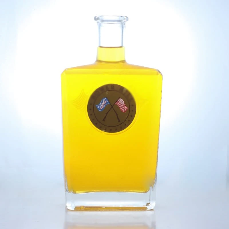 297-700ml new design decal custom label square brnady bottle with cork