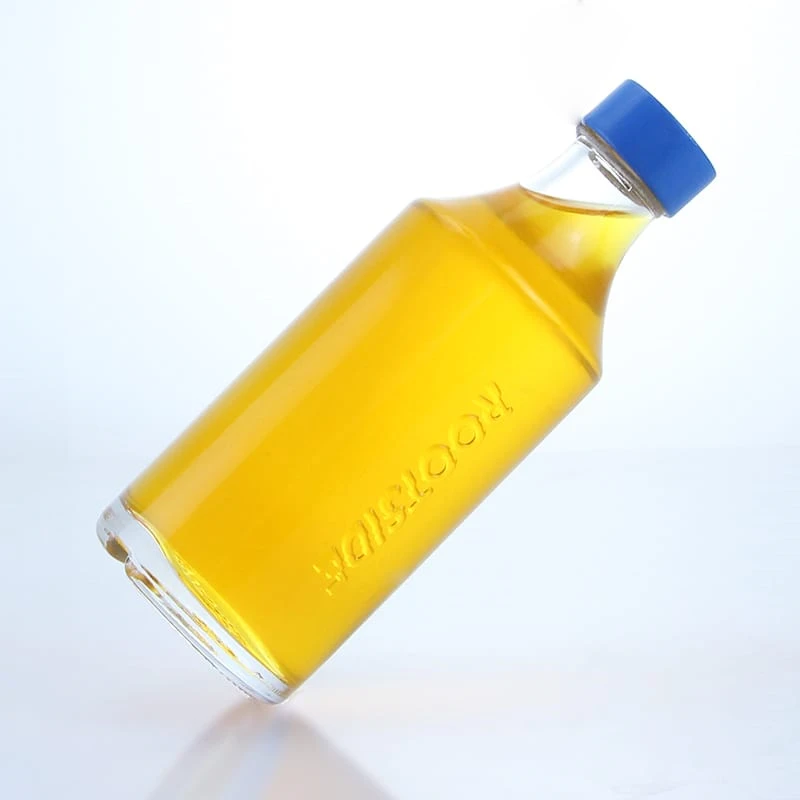 339-10 oz 12 oz juice beverage embossed glass bottle with screw cap