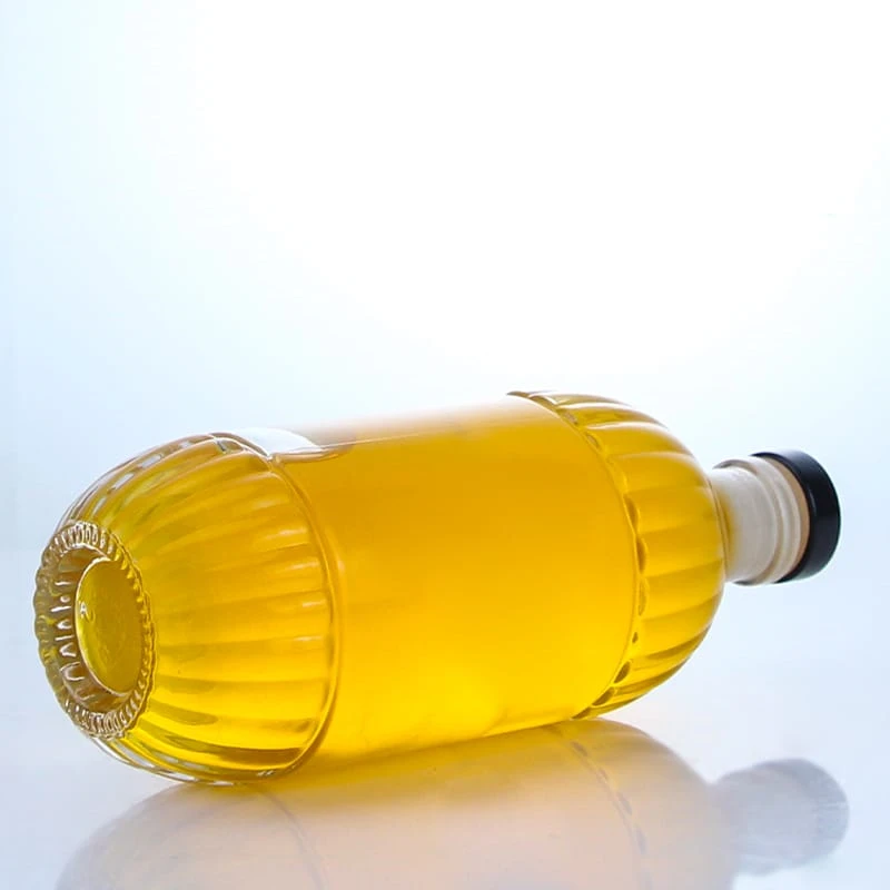 345-Extra flint 375ml ribbed glass bottle for whiskey