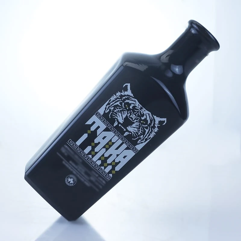 315-700ml matte black screen printing logo rum bottle