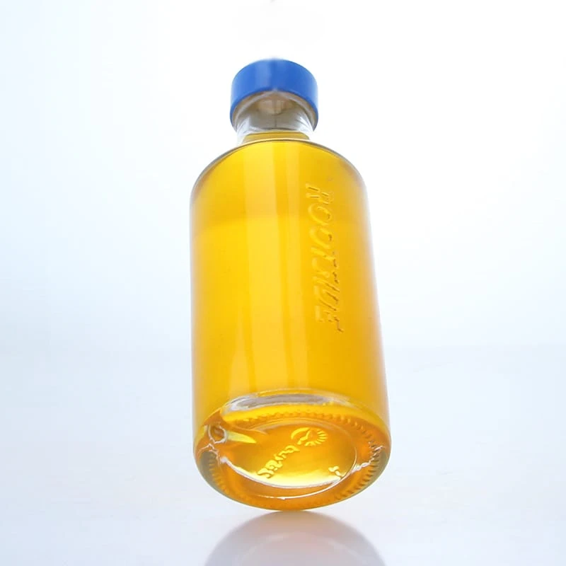 339-10 oz 12 oz juice beverage embossed glass bottle with screw cap