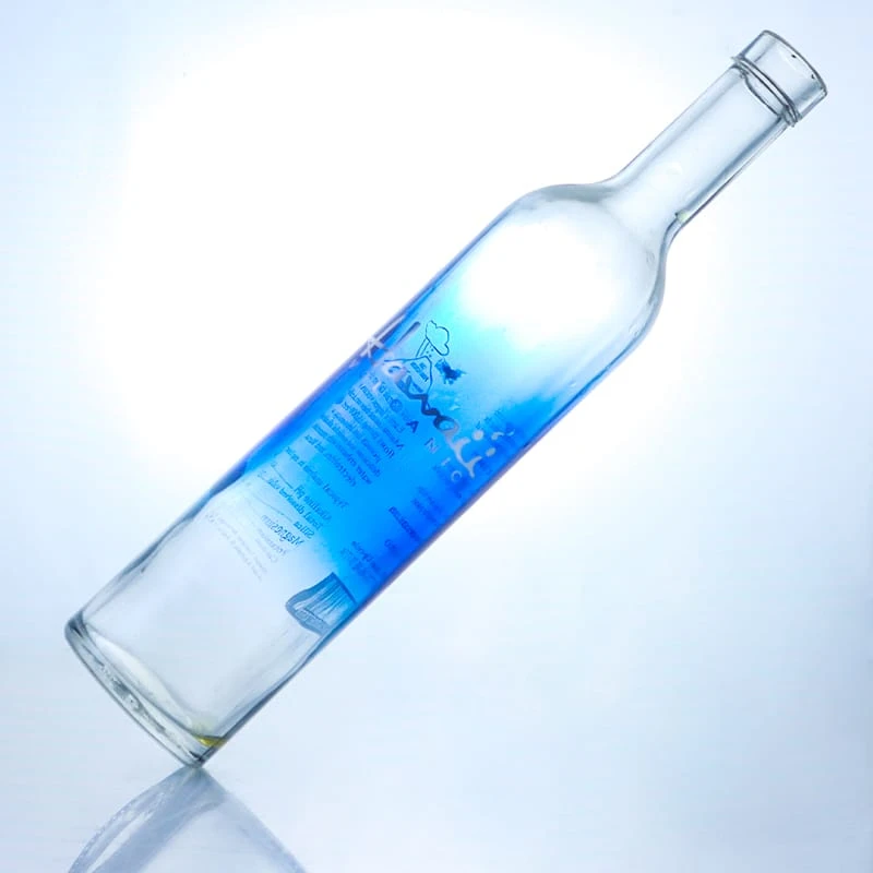 super flint light bottle blue screen printing logo vodka bottle