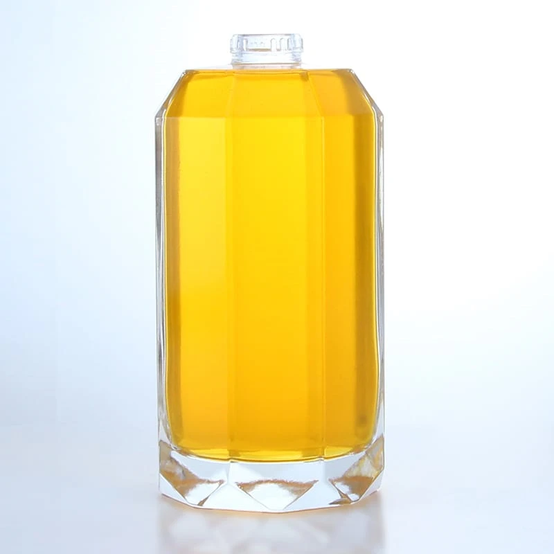 357-Short neck 16oz polygonal shaped glass bottle for spirits