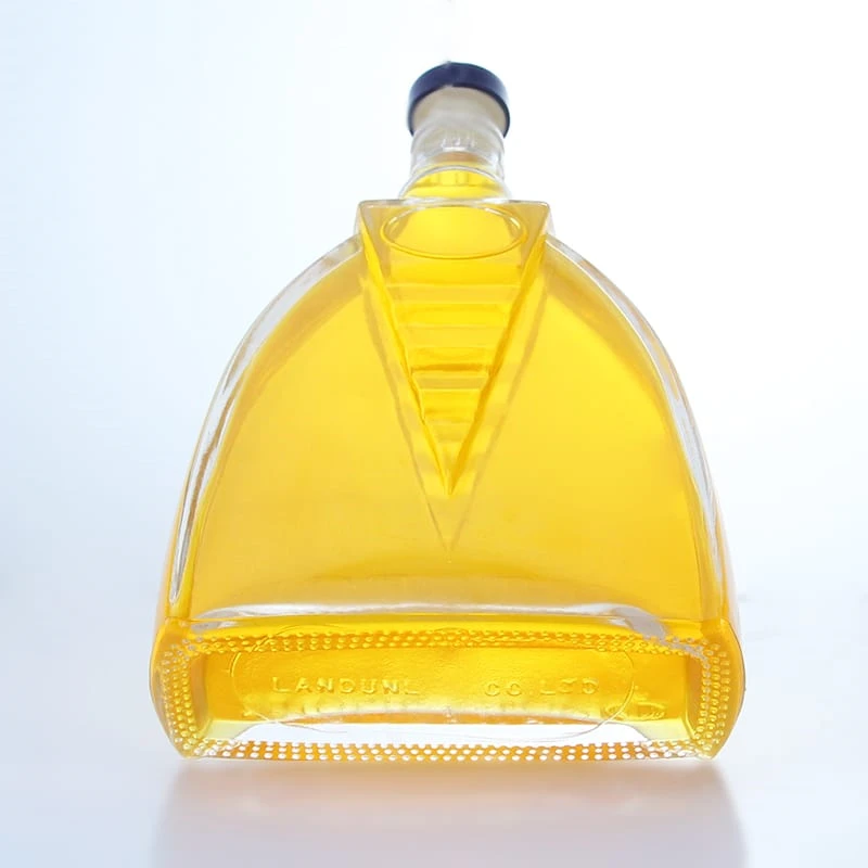 366-250ml 500ml customized embossed glass spirits bottles with lids