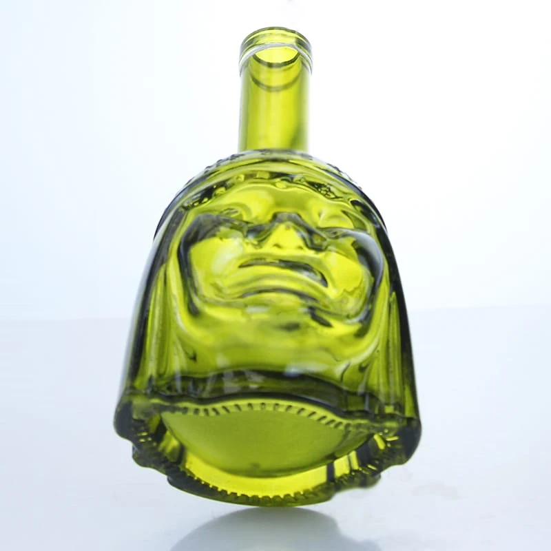 407-Long neck spray paint grimace head glass bottle