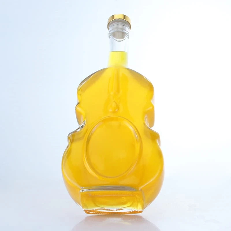 399- 750 ml violin shape glass spirits bottle with lids