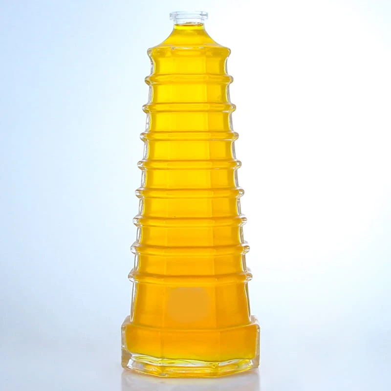 416-500ml crystal tower shape bottle with lid