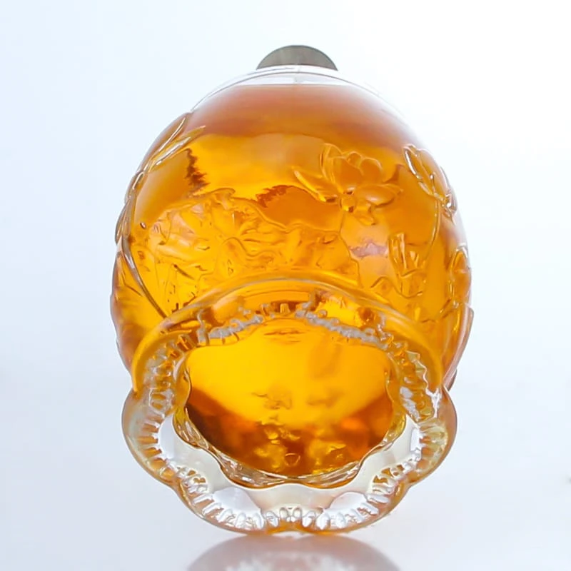 465-500ml vase shape embossed glass bottle with lid