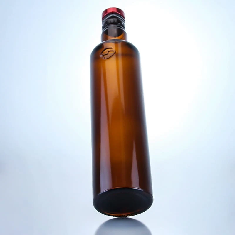 495-in stock 700ml amber unique neck finished bottle