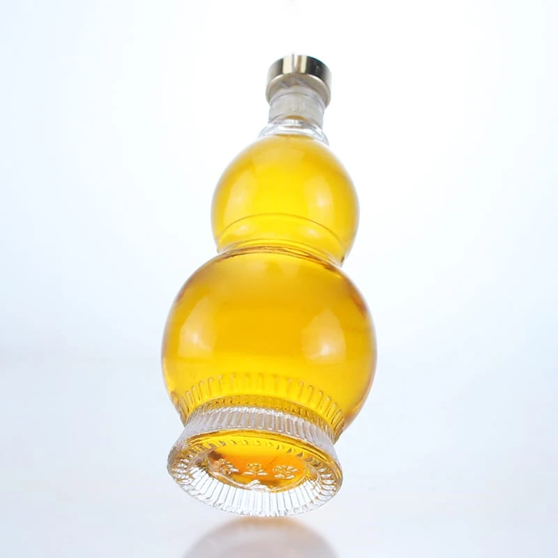 429-375ml gourd shaped glass bottle for whiskey