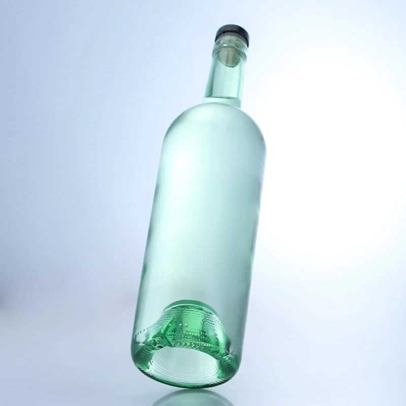 light green wine bottle with engraving raised bottom 750ml 