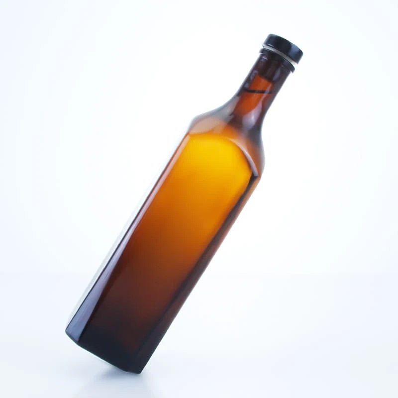 502-750ml empty amber square bottom liquor bottle with cork