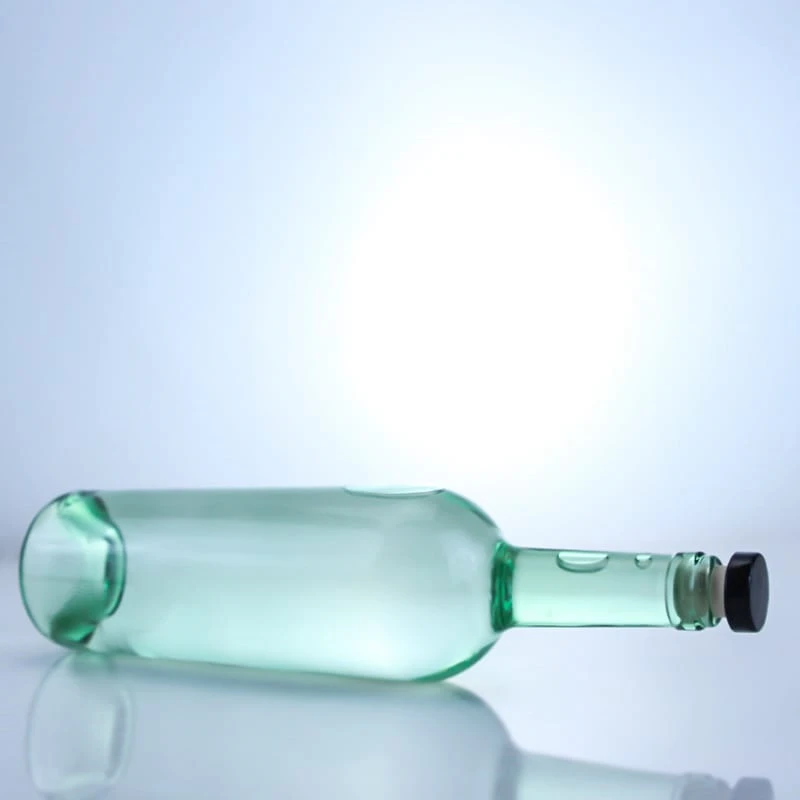 light green wine bottle with engraving raised bottom 750ml 