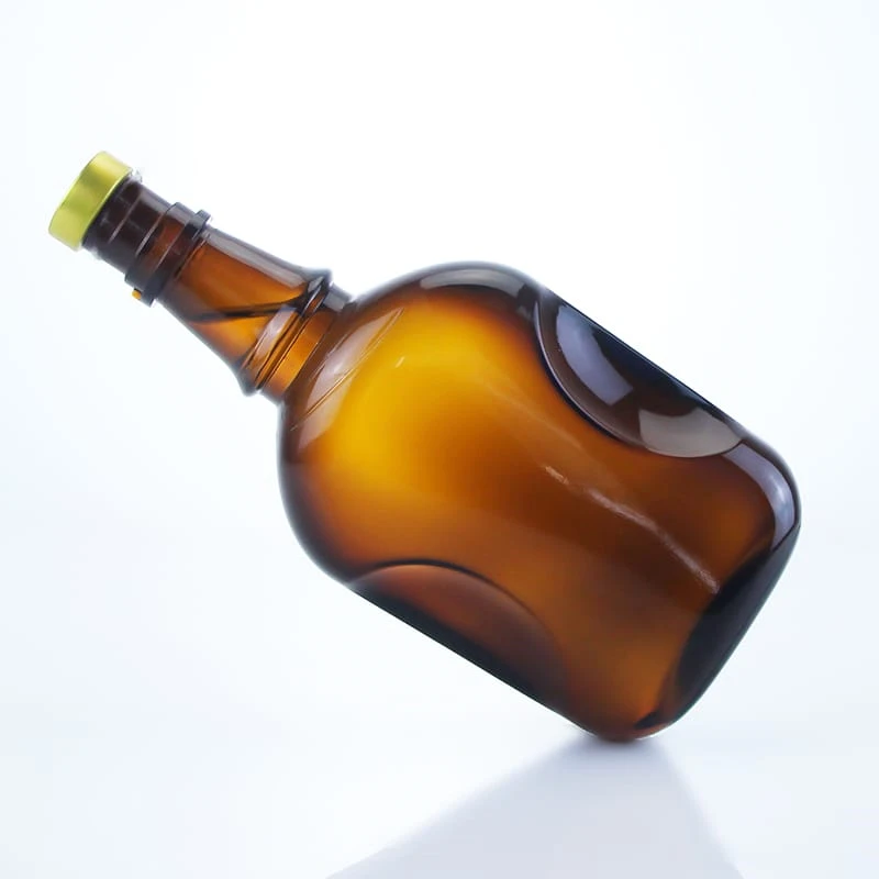 468-Special shaped empty with gripper amber glass bottle