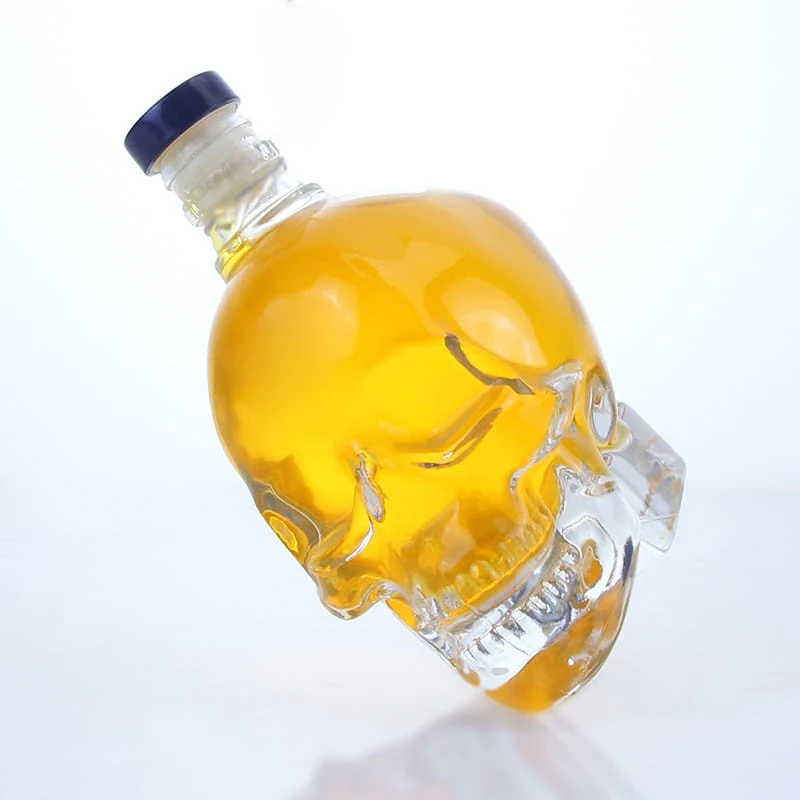167- 375ml 750ml super crystal skull empty glass bottle 