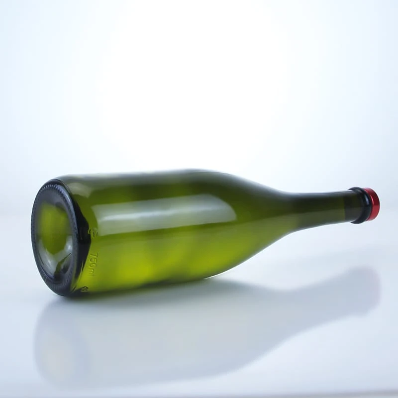 231-750ml green color glass wine bottle with cork for Burgundy