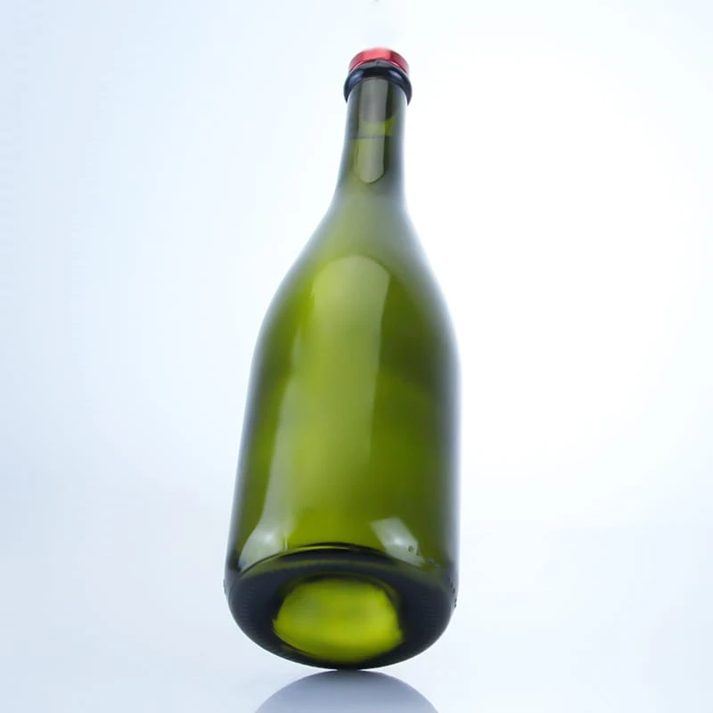 231-750ml green color glass wine bottle with cork for Burgundy