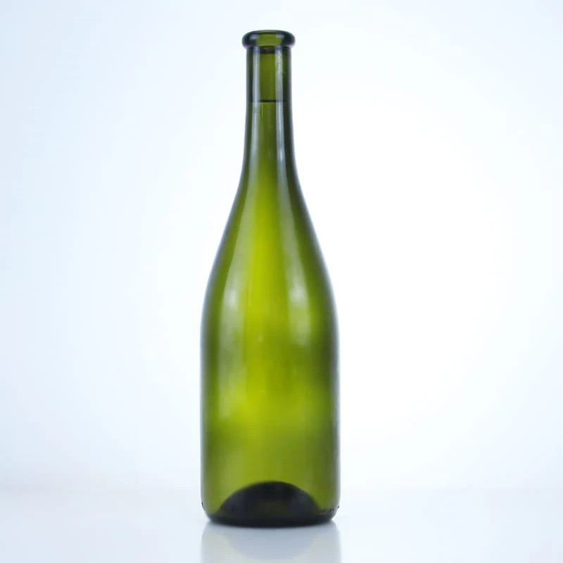 231-750ml green color glass wine bottle with cork for Burgundy