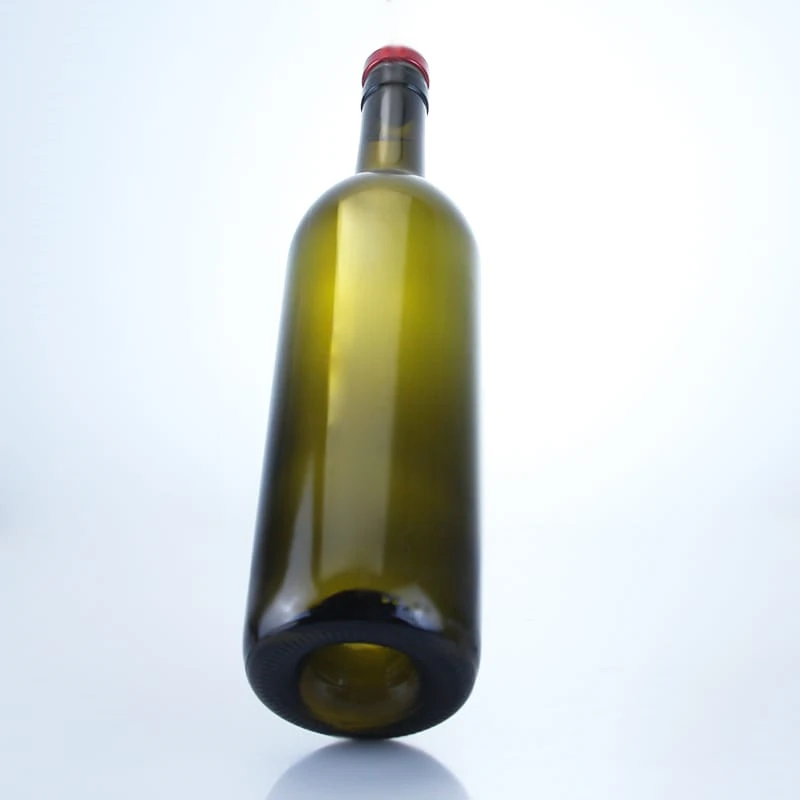 264-750ml round glass wine bottle green color with rise bottom