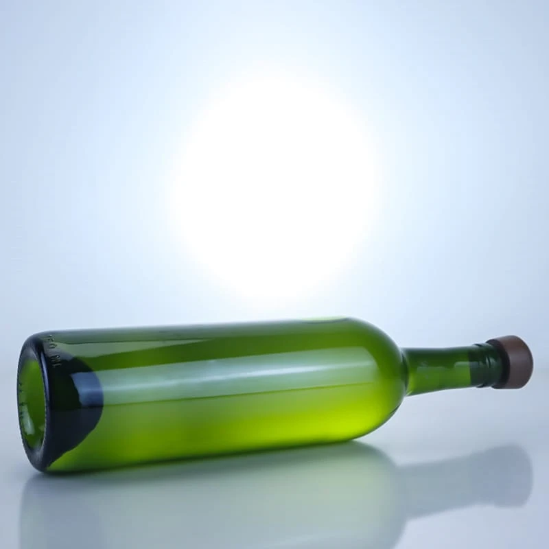 339-750ml green color glass wine bottle with rised bottom