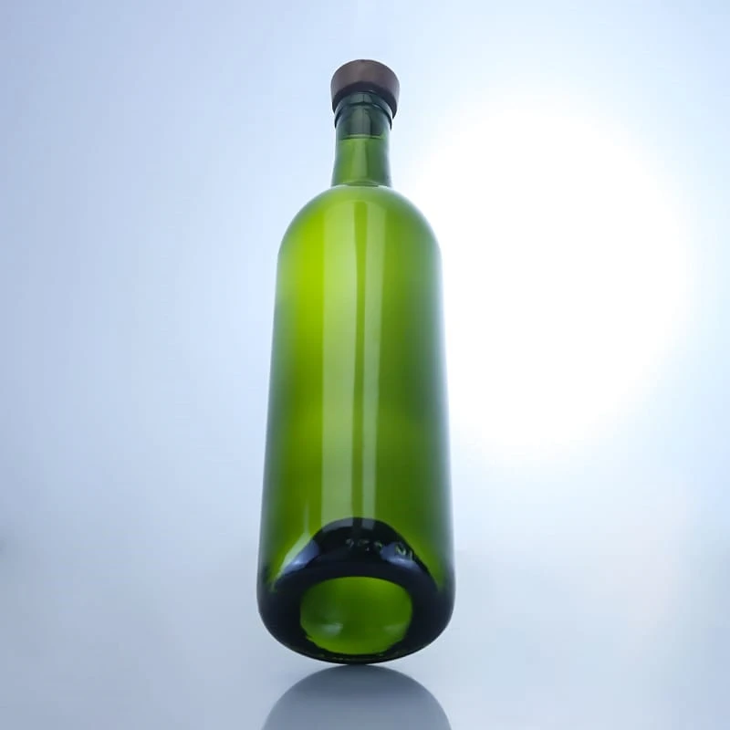 339-750ml green color glass wine bottle with rised bottom