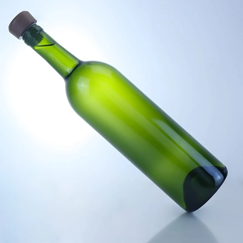 339-750ml green color glass wine bottle with rised bottom