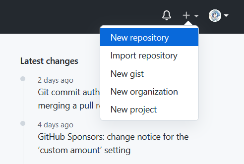The button for creating a new repository