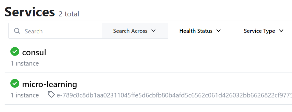 micro-learning 已注册到 Consul 上