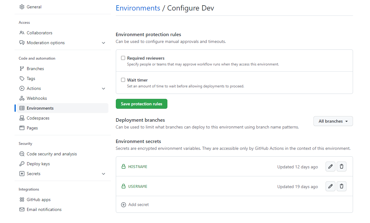 GitHub Actions Enviroments Secrets.png