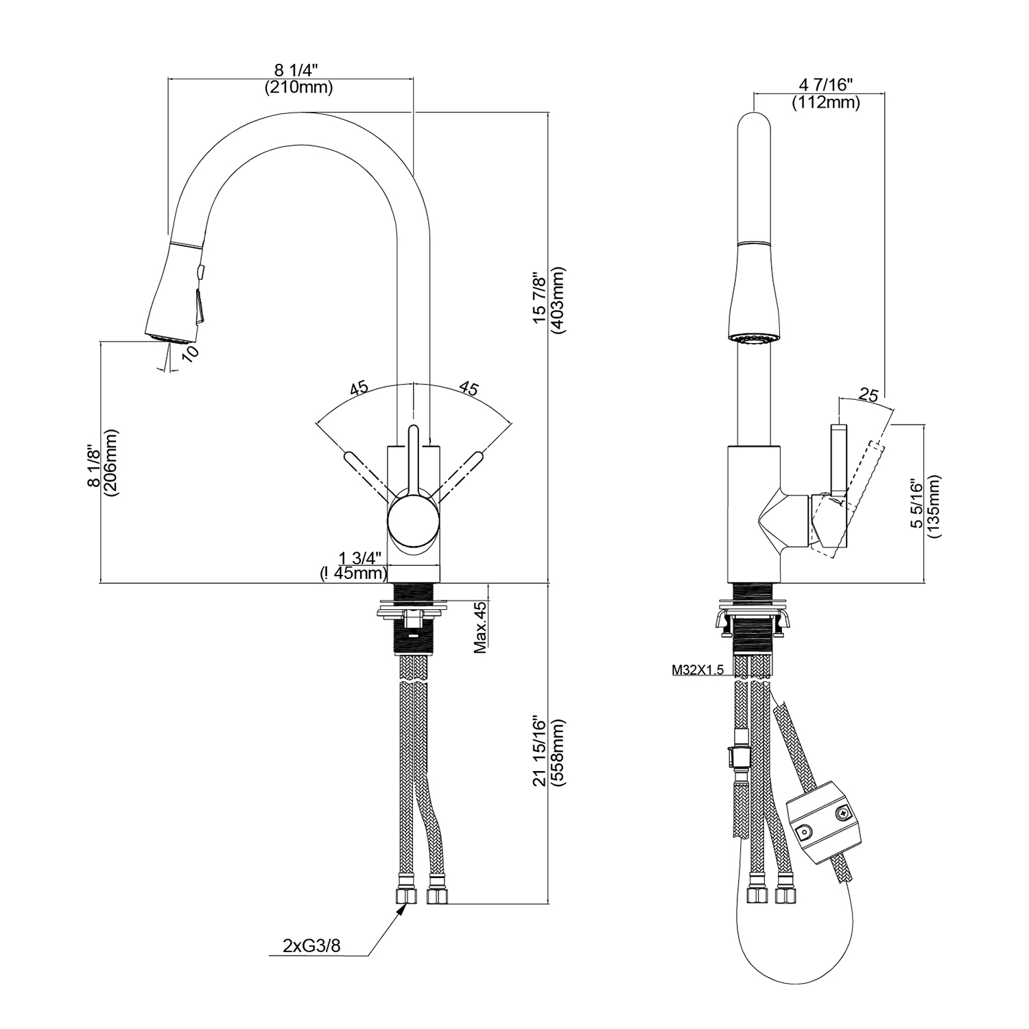 Robinet De Cuisine Extractible En Acier Inoxydable, 3 Modes De Jet, Robinet Mitigeur 360 ° Rotatif Pour Cuisine Ou Salle De Bain, Noir – DAKF8F 13 Robinet De Cuisine Extractible En Acier Inoxydable, 3 Modes De Jet, Robinet Mitigeur 360 ° Rotatif Pour Cuisine Ou Salle De Bain, Noir – DAKF8F -Promos Gout Cuisine Boutique