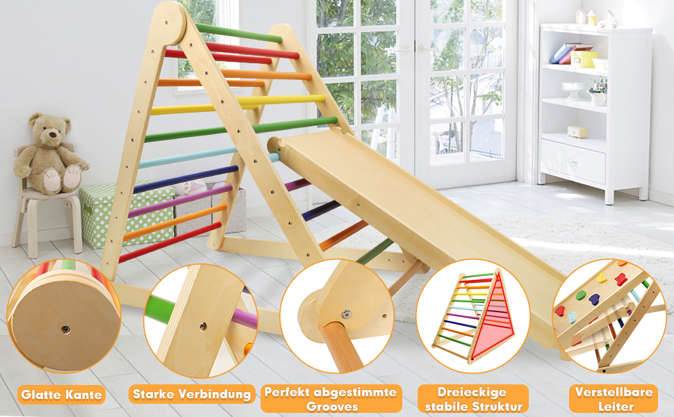Triangle D'Escalade 3 En 1 Pour Enfants, Échelle D’Escalade En Bois Extensible Pliable Avec Toboggan, Aire De Jeux Intérieur Pour Petits Plus De 3 Ans, Charge 60KG 11 Triangle D'Escalade 3 En 1 Pour Enfants, Échelle D’Escalade En Bois Extensible Pliable Avec Toboggan, Aire De Jeux Intérieur Pour Petits Plus De 3 Ans, Charge 60KG -Pas Cher Clair Jardin Magasin