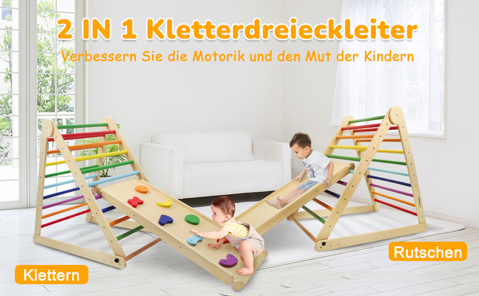 Triangle D'Escalade 3 En 1 Pour Enfants, Échelle D’Escalade En Bois Extensible Pliable Avec Toboggan, Aire De Jeux Intérieur Pour Petits Plus De 3 Ans, Charge 60KG 12 Triangle D'Escalade 3 En 1 Pour Enfants, Échelle D’Escalade En Bois Extensible Pliable Avec Toboggan, Aire De Jeux Intérieur Pour Petits Plus De 3 Ans, Charge 60KG -Pas Cher Clair Jardin Magasin