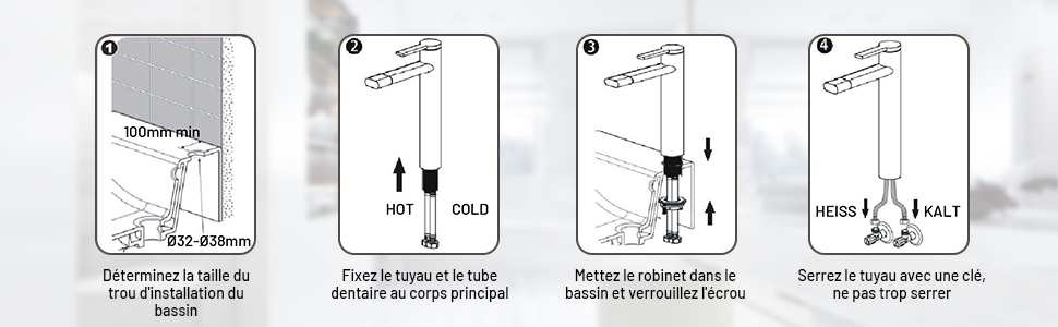 DALMO Robinet De Lavabo, Robinet De Lavabo à Deux Vitesses Rotatif 360 ° Avec Laiton Chromé, Robinet De Lavabo à Cartouche En Céramique, Économiseur D'eau à Mains Libres - DBWF01TL 13 width=750