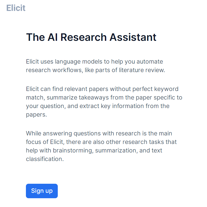 Elicit，The AI Research Assistant人工智能研究助理