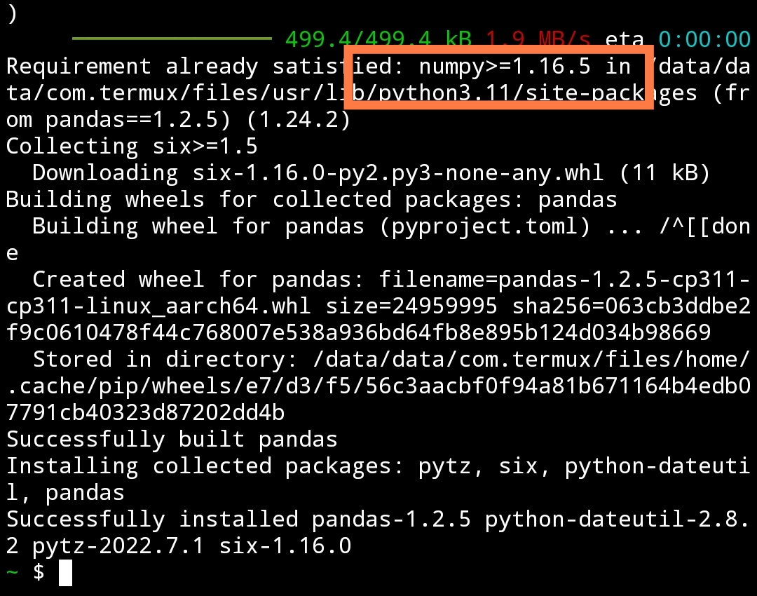 python3.11 下成功安装 pandas